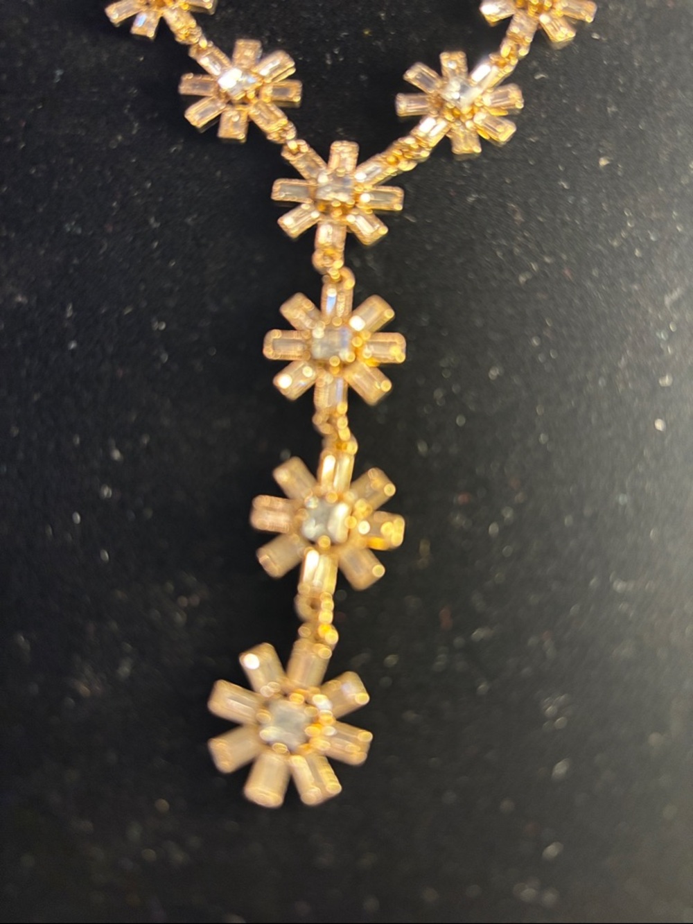 Christian Siriano Gold Floral Crystal Drop Necklace - Picture 4 of 4